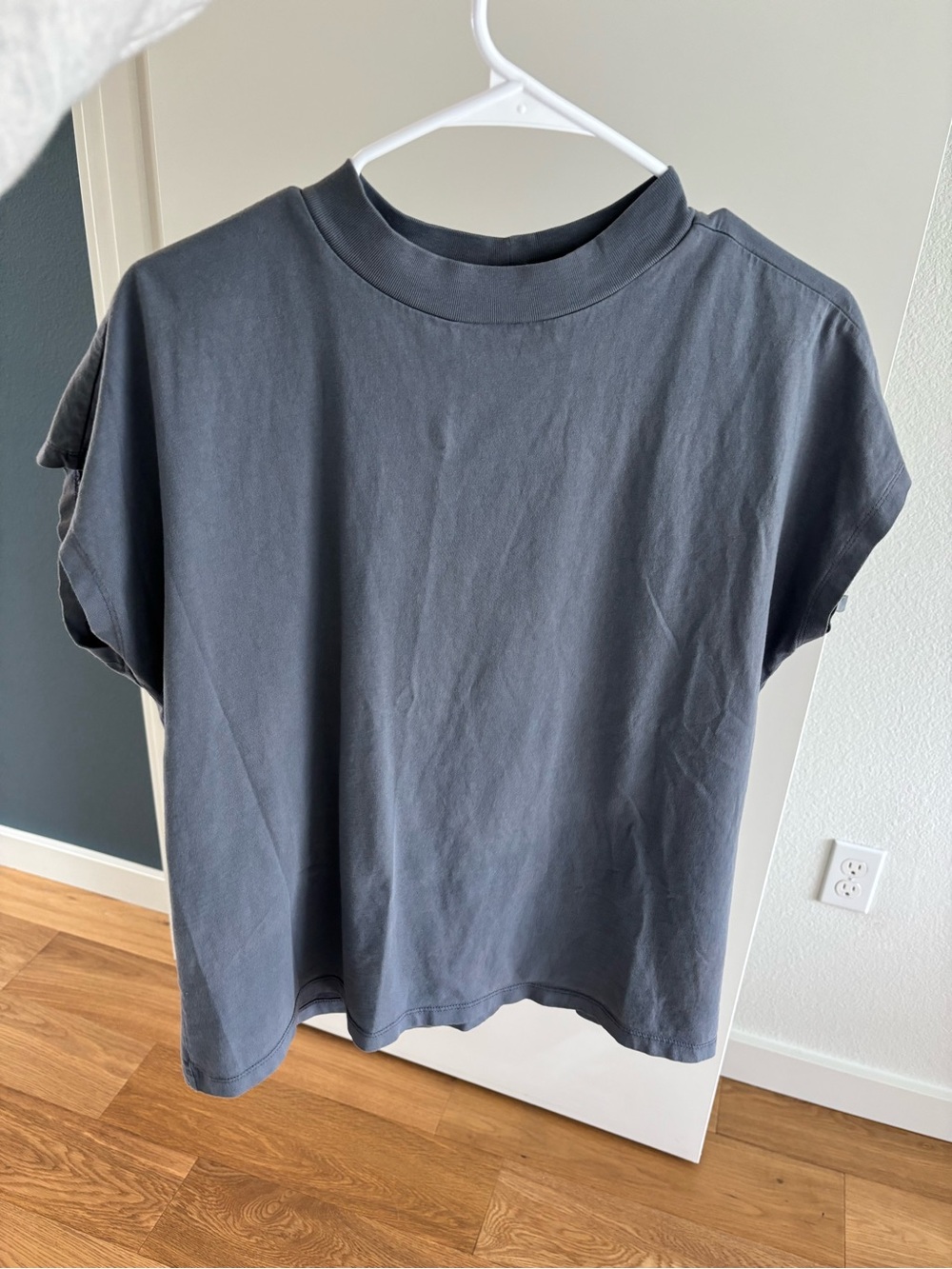 Weekday Short Sleeve Boxy Tee in Slate Blue